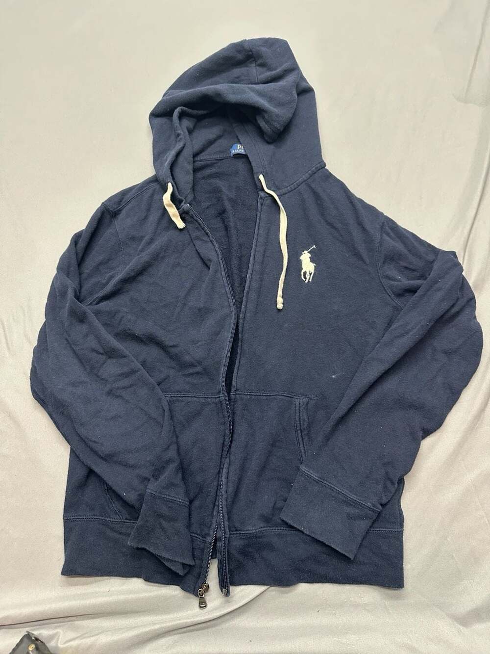 Polo Ralph Lauren Navy Blue Full-Zip Fleece Hoodie Men's Size M